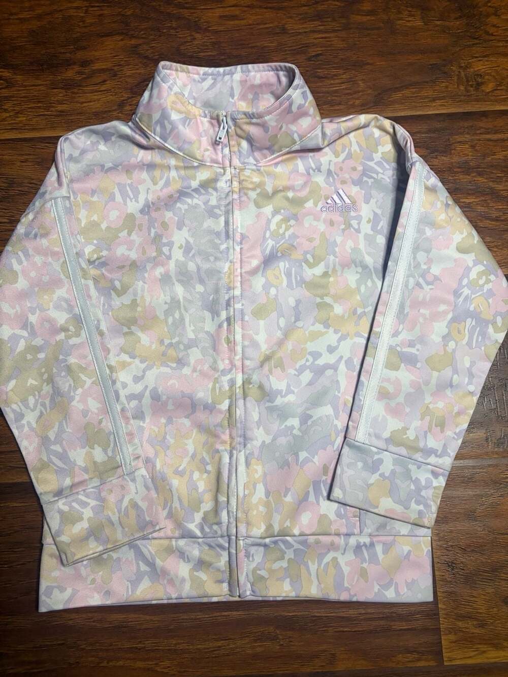 Adidas Track Jacket Size 5 Multi Color Camo Print Full Zip Regular Fit